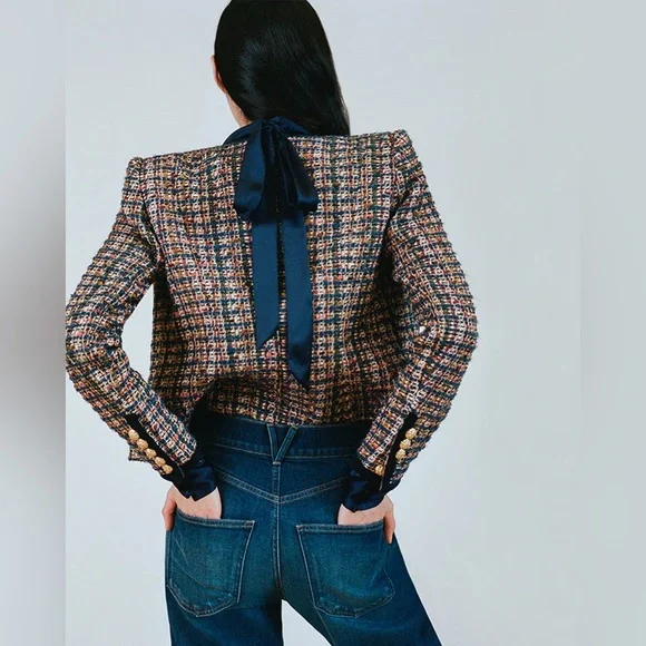 Veronica Beard Lars Tweed Jacket w/ gold buttons Sz. 2 - Picture 4 of 8